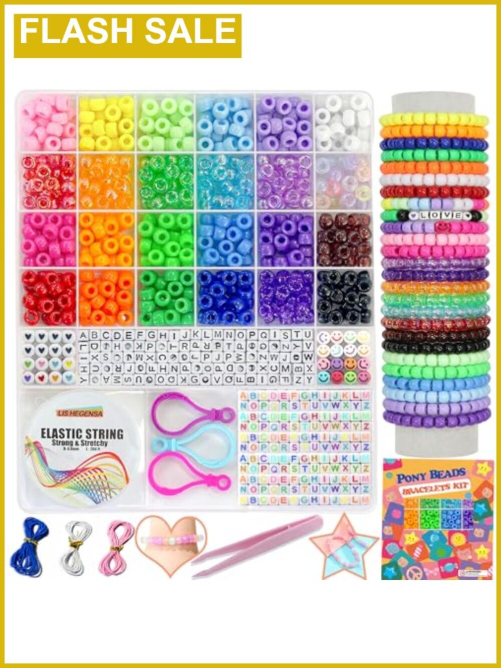 DIY Bracelet Making Kit 1000PCS Pony Beads Letter Smile Beads Jewelry Craft